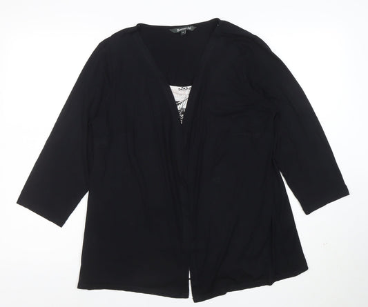 Bonmarché Women's Black Size 18 3/4 Sleeve Tunic Blouse