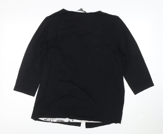 Bonmarché Women's Black Size 18 3/4 Sleeve Tunic Blouse