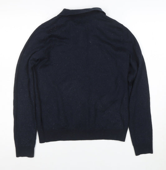 Kin by John Lewis Women's Navy Blue Wool Henley Jumper Size M