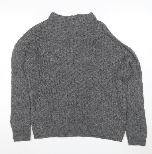 Mango Women Grey Cable-Knit Mock Neck Acrylic Jumper XS