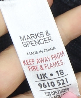 Marks and Spencer Women’s Black Cotton Boat Neck Pullover Jumper UK 18