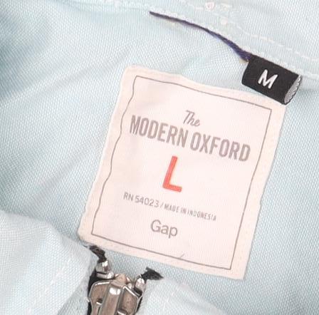 Gap Men’s Blue Oxford Zip-Up Button-Down Long Sleeve Shirt Size L