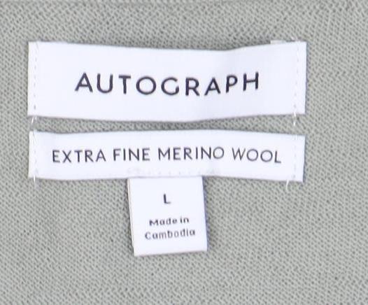 Marks and Spencer Men’s Green Merino Wool V-Neck Jumper L