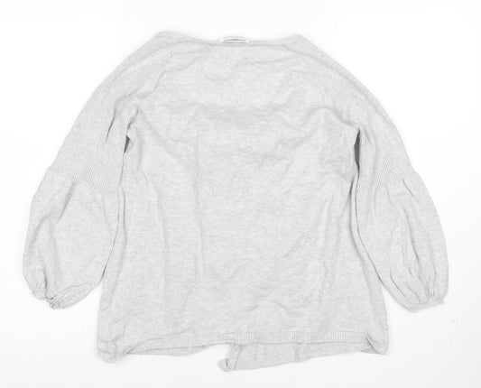 Mamas & Papas Womens Grey Knit Bow Front Cardigan Size 12-14