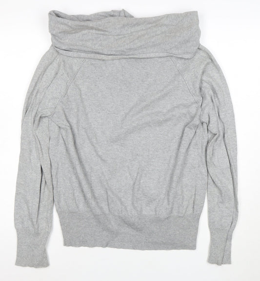 Nouvelle Edition Women's Grey Cowl Neck Long Sleeve Cardigan Size 14