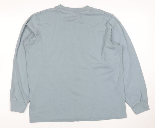 Uniqlo Women Blue Cotton Pullover Sweatshirt M Relaxed Fit