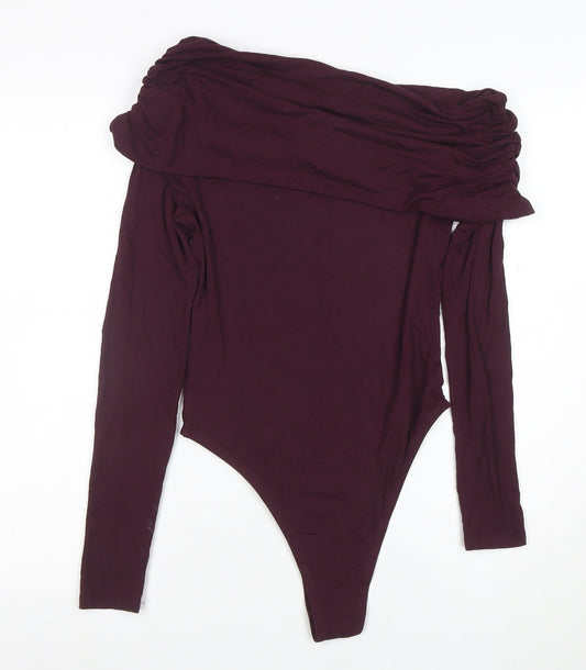 Marks and Spencer Women’s Purple Off Shoulder Long Sleeve Bodysuit Size 10