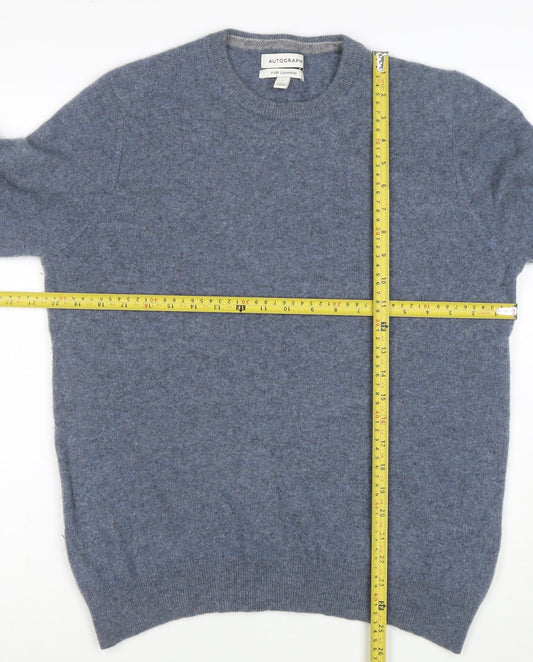 Marks and Spencer Mens Blue Cashmere Crew Neck Jumper Size L