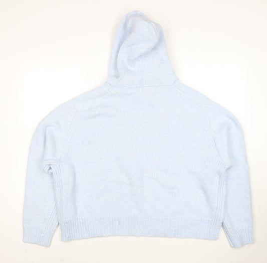 Marks and Spencer Per Una Women Blue L Hooded Pullover Jumper