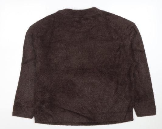 Marks and Spencer Women Brown Fuzzy Knit Pullover Jumper M