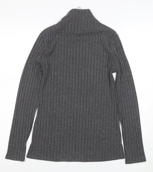 Principles by Ben de Lisi Petite Women's Grey Roll Neck Button Knit Top Size 12