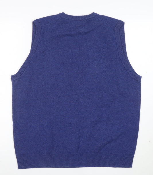 Marks and Spencer Blue Harbour Men's Blue Lambswool V-Neck Vest M