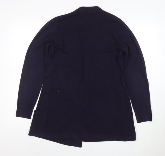 Marks and Spencer Women Navy Blue Longline Cardigan Size 14 Acrylic Knit