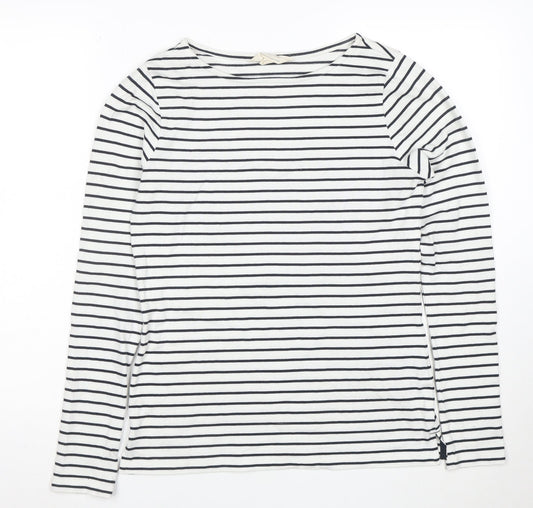 Mountain Warehouse Womens White Navy Striped Long Sleeve Cotton Top S