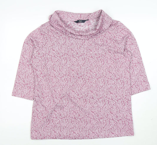 ISLE Collection Women's Pink Floral Cowl Neck 3/4 Sleeve Tunic Blouse Size M