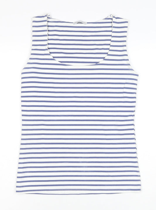Zara Women Blue White Striped Cotton Tank Top Size 14