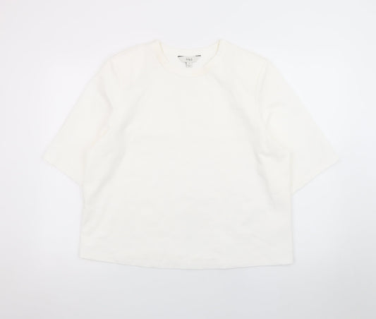 Additional front view of Marks & Spencer unisex white cotton crew neck short sleeve t-shirt, size 16