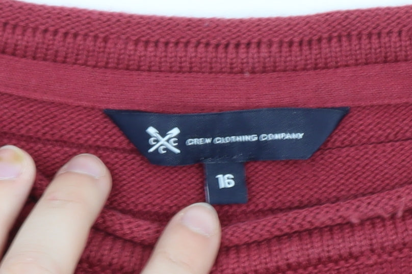 Crew Clothing Company Women Red Size 16 Ribbed Knit Jumper