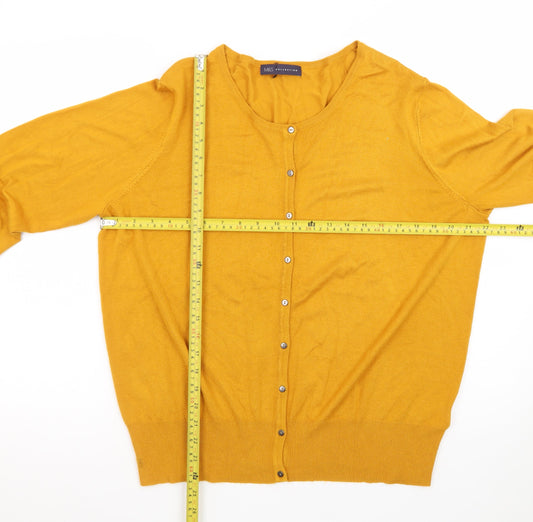Marks and Spencer Women's Yellow Cardigan Size 20 Knit Long Sleeve