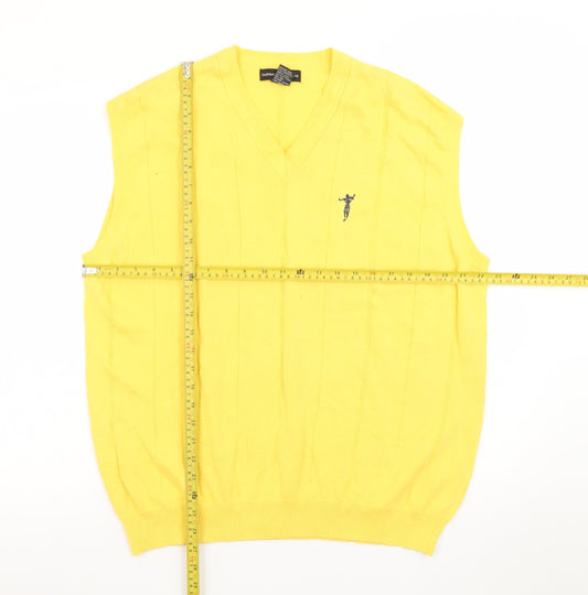 Fairway Outfitters Men's Yellow Cotton V-Neck Golf Vest L