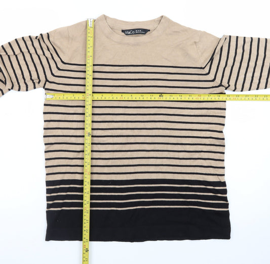 M&Co Women’s Beige Black Striped Cotton Jumper UK 14-16