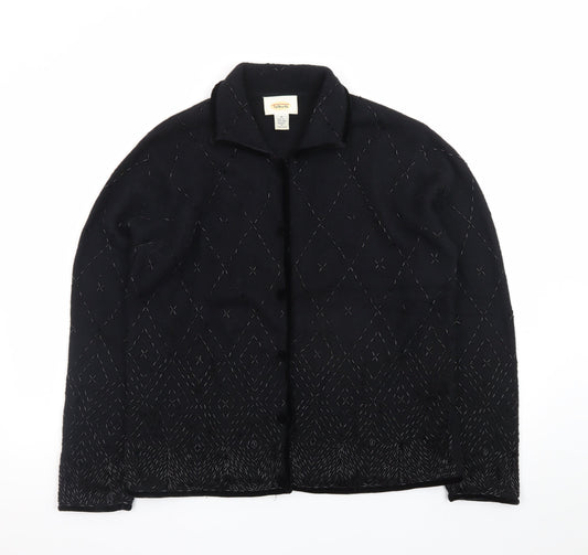 Talbots Women’s Black Wool Angora Collared Cardigan M