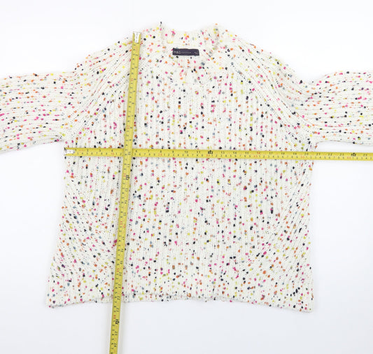 Marks and Spencer Women's Cream Multicoloured Speckled Knit Jumper Size M