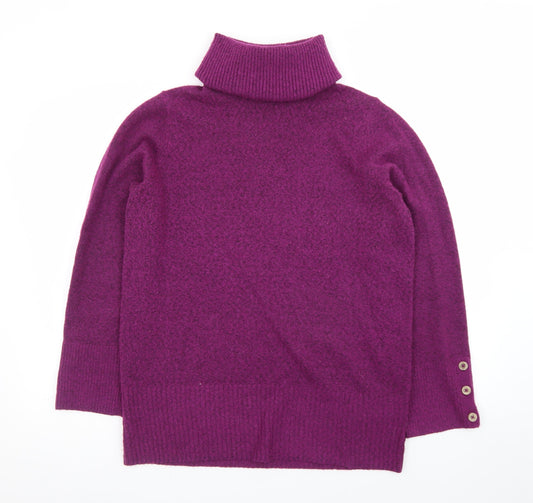 White Stuff Women Purple Roll Neck Wool Blend Jumper Size 10