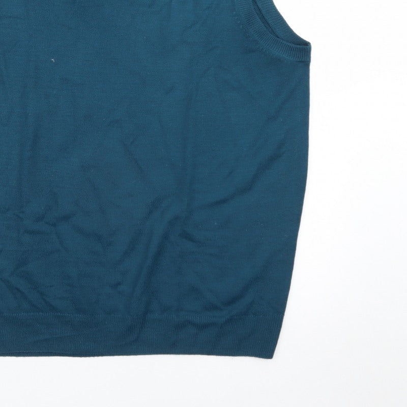James Pringle Men's Blue Sleeveless V-Neck Knit Vest M