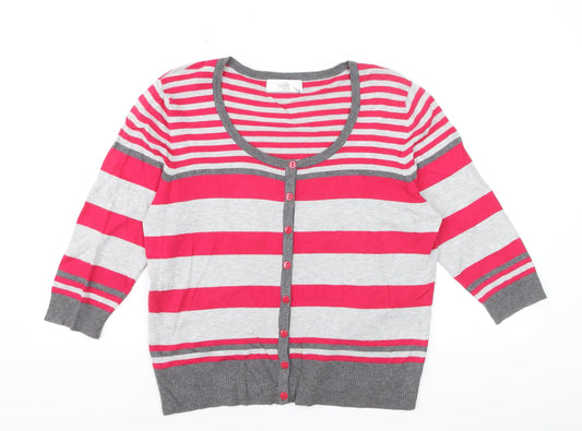 Wallis Petites Women’s Multicoloured Stripe 3/4 Sleeve Cardigan Size 8