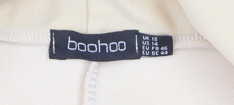 Boohoo Women Beige Shawl Collar Longline Blazer Size 18