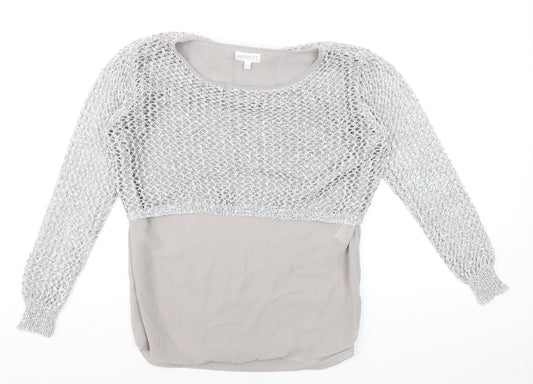 Apricot Women Grey Open-Knit Pullover Jumper Size 12