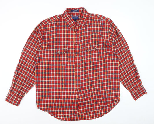 Susquehanna Trail Outfitters Men's Red Check Flannel Button-Up Shirt L