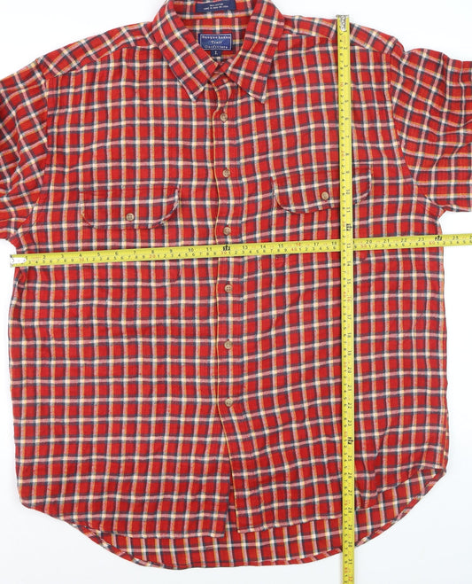Susquehanna Trail Outfitters Men's Red Check Flannel Button-Up Shirt L