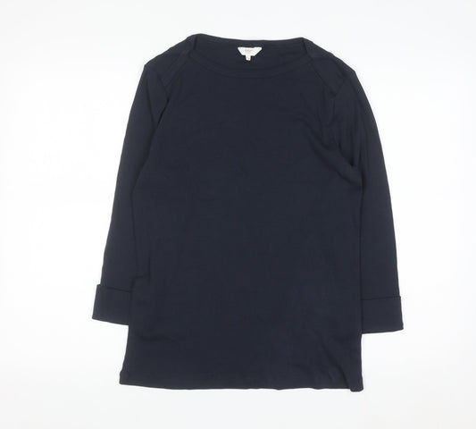 Cotton Traders Women's Blue Long Sleeve Basic Cotton T-Shirt Size 12