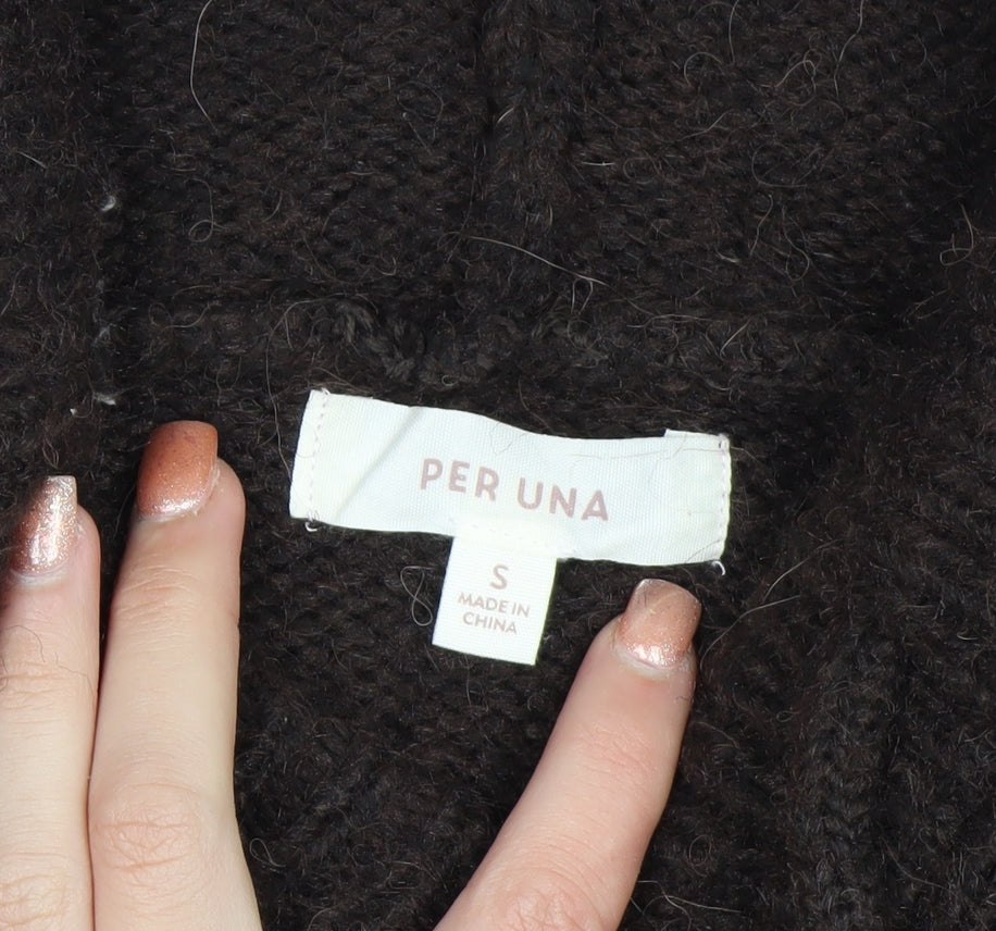 Marks and Spencer Per Una Women's Brown Alpaca Blend Hooded Jumper S