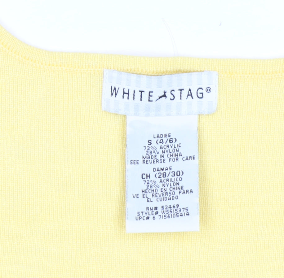 White Stag Women's Yellow Sleeveless Knit Jumper Size S
