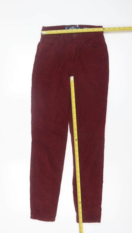 Hollister Womens Red Corduroy Skinny Trousers Size 2XS W23