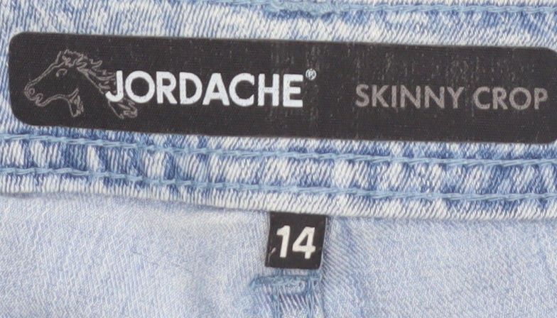 Jordache Women's Blue Floral Cropped Skinny Jeans Size 14