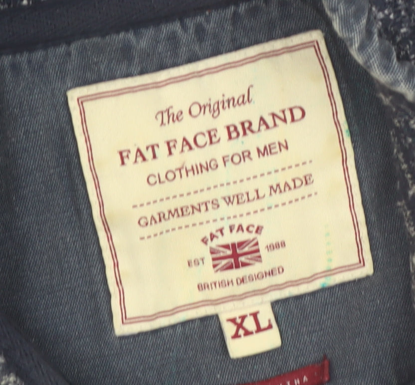 Fat Face Men's Blue XL 1/4 Zip Henley Sweatshirt