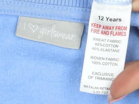 Girl2Girl Girls Blue Paris Sweatshirt 12 Years Pullover Crew Neck