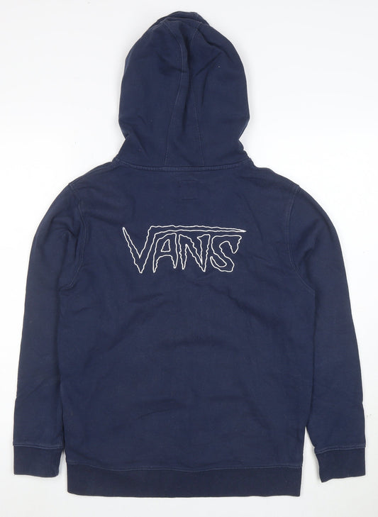 Vans Boys Navy Blue Pullover Hoodie Large Cotton Casual Logo Sweatshirt