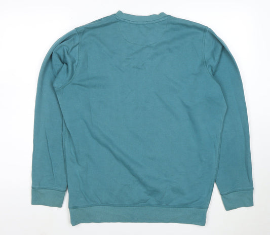 James Pringle Men's Blue Medium Crew Neck Cotton Sweatshirt