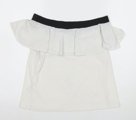 H&M Women’s White Off Shoulder Ruffle Blouse Size S