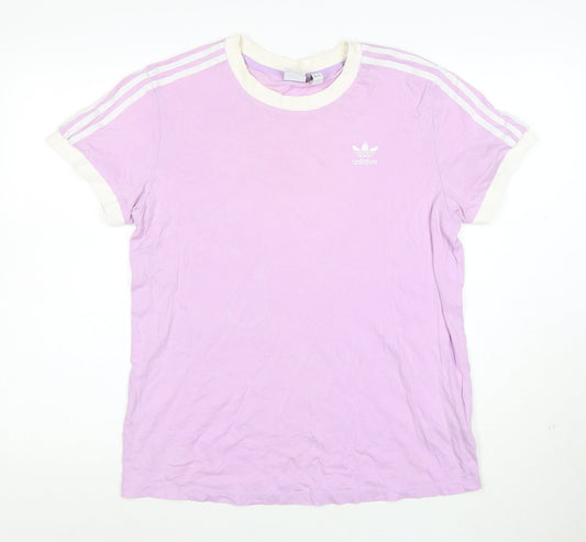 Adidas Womens Purple Ringer T-Shirt Size 10 Short Sleeve Cotton Top