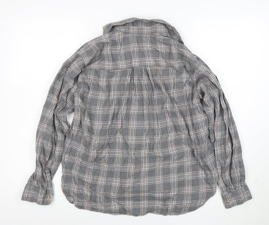 Uniqlo Men's Grey Check Button-Up Casual Shirt Size M