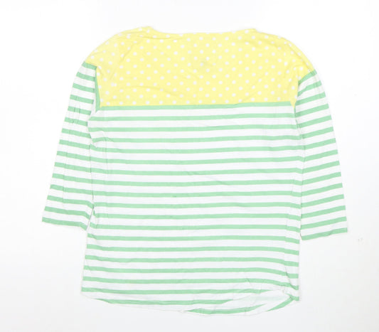 Country Rose Women's Multicoloured Striped 3/4 Sleeve Cotton T-Shirt Size S