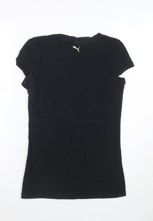 Puma Womens Black Slim Fit Cotton Elastane T-Shirt Size 8