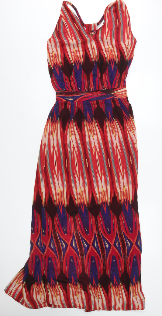 Next Runway Red Bohemian Maxi Dress Women’s Size 6 Sleeveless V-Neck