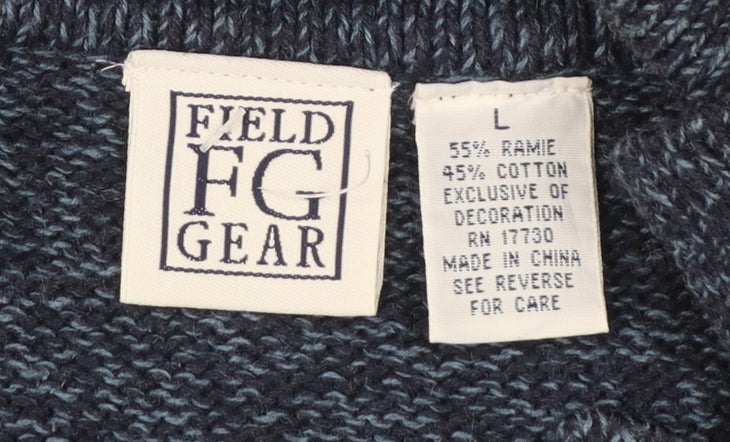 Field Gear Women's Blue Christmas Embroidered Knit Vest Size L
